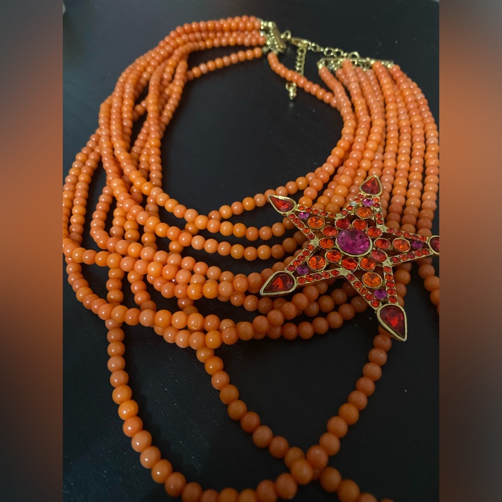 Star Brooch Beaded Necklace